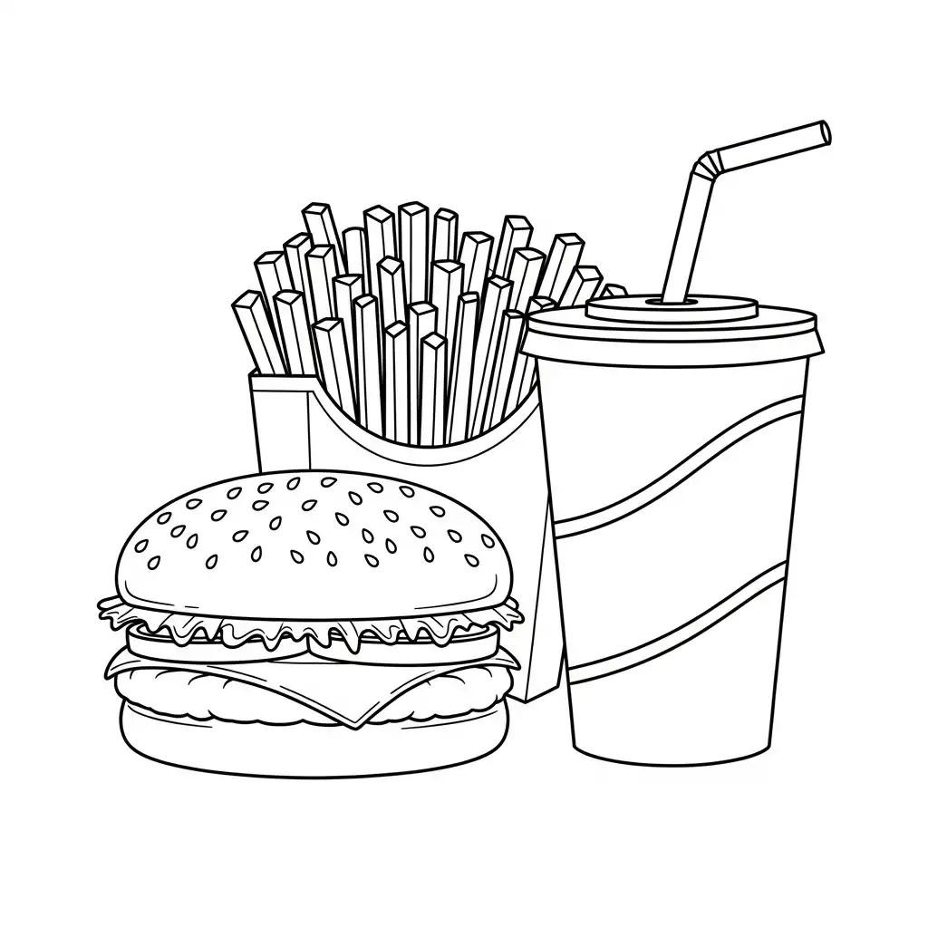 Comida Chatarra para colorear en línea para niño 1