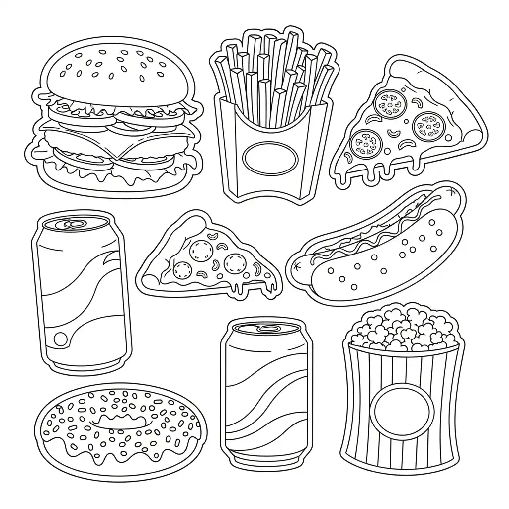 Comida Chatarra para colorear de para niños