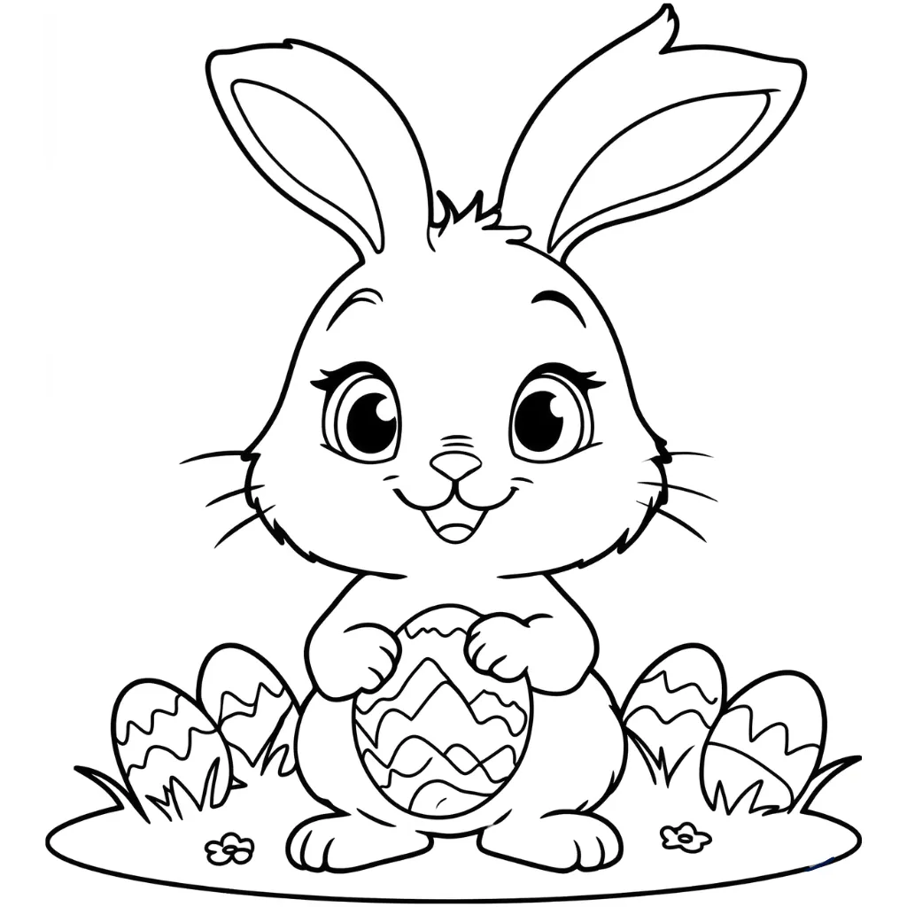 Conejo De Pascua 14 para colorear para niño de 5 años