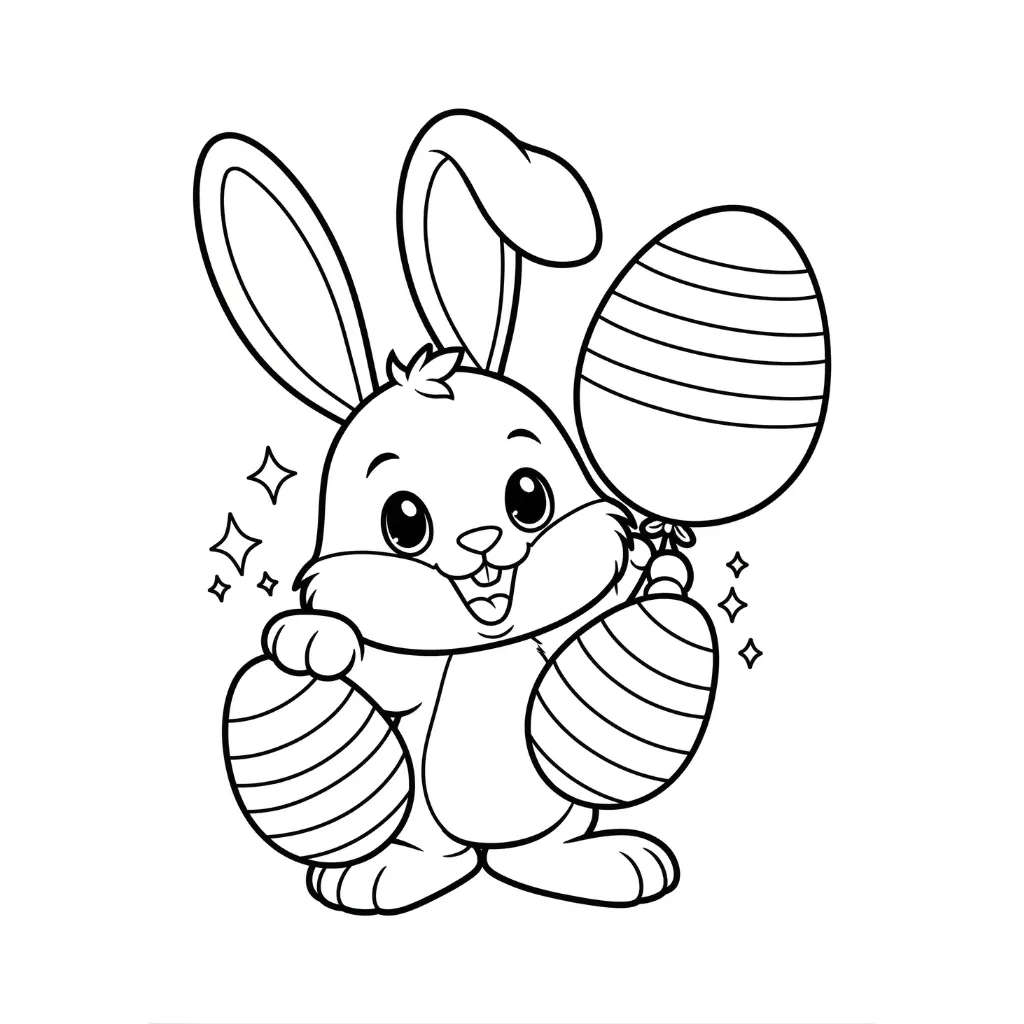 Conejo De Pascua 2 para colorear y aprendizaje