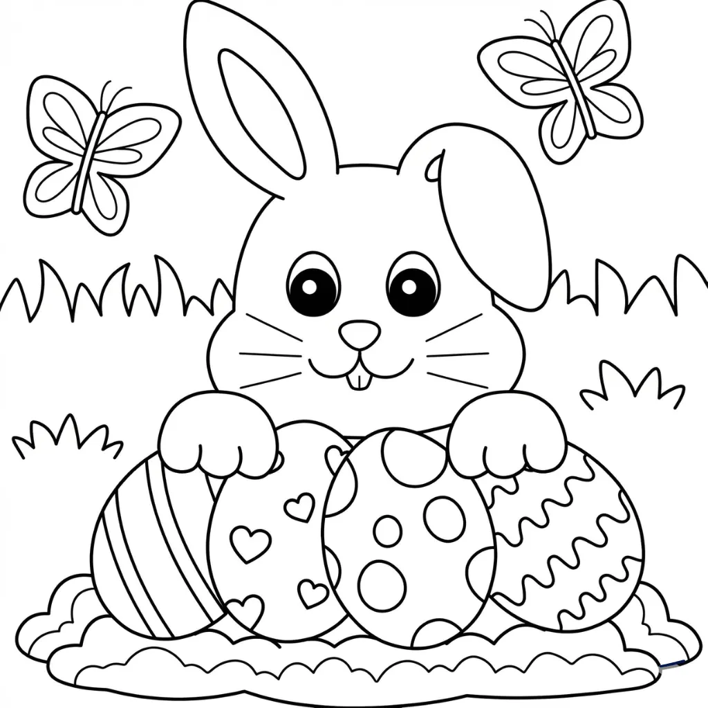 Conejo De Pascua 3 para colorear para imprimir para niño de 6 años