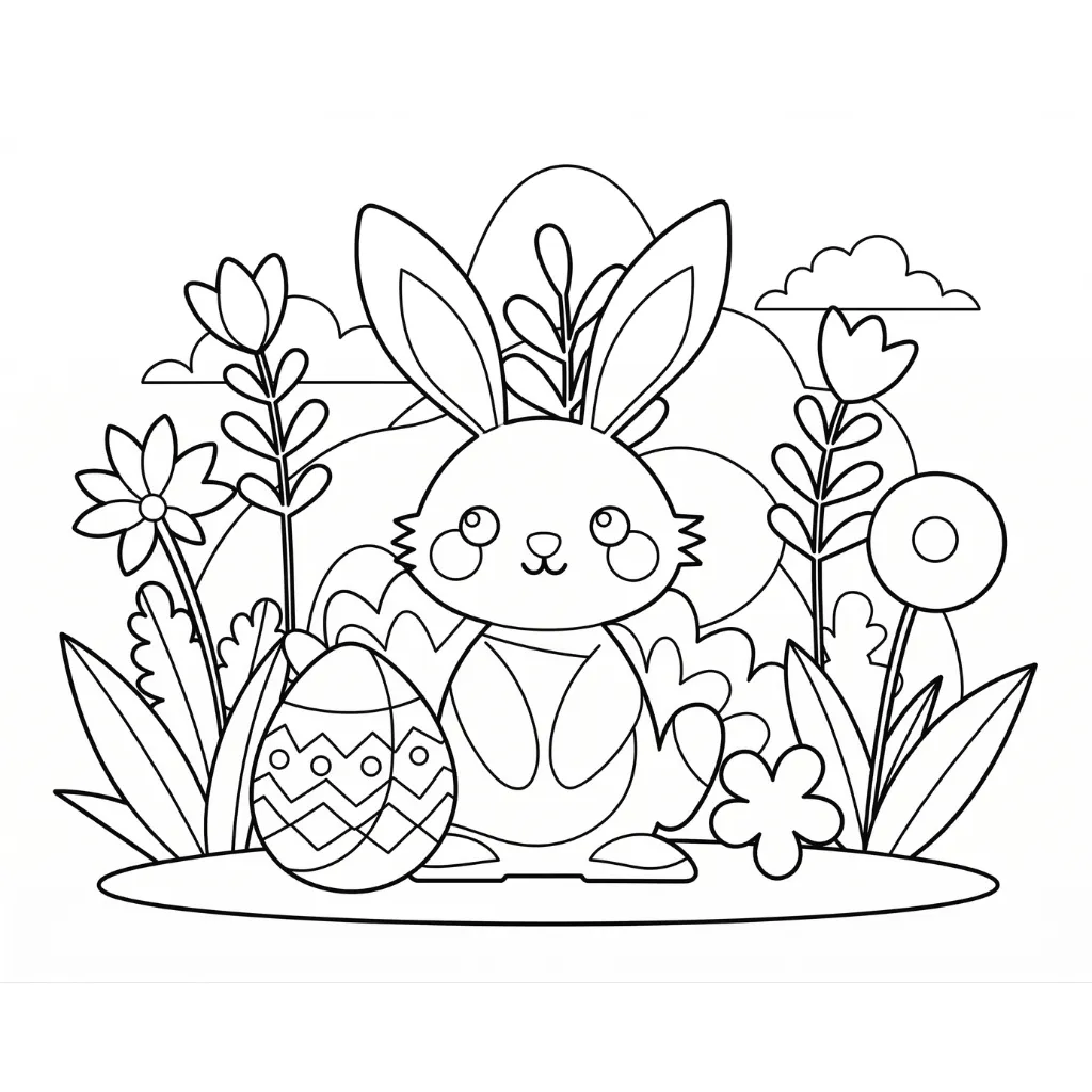 Conejo De Pascua 7 para colorear y recortar para imprimir gratis