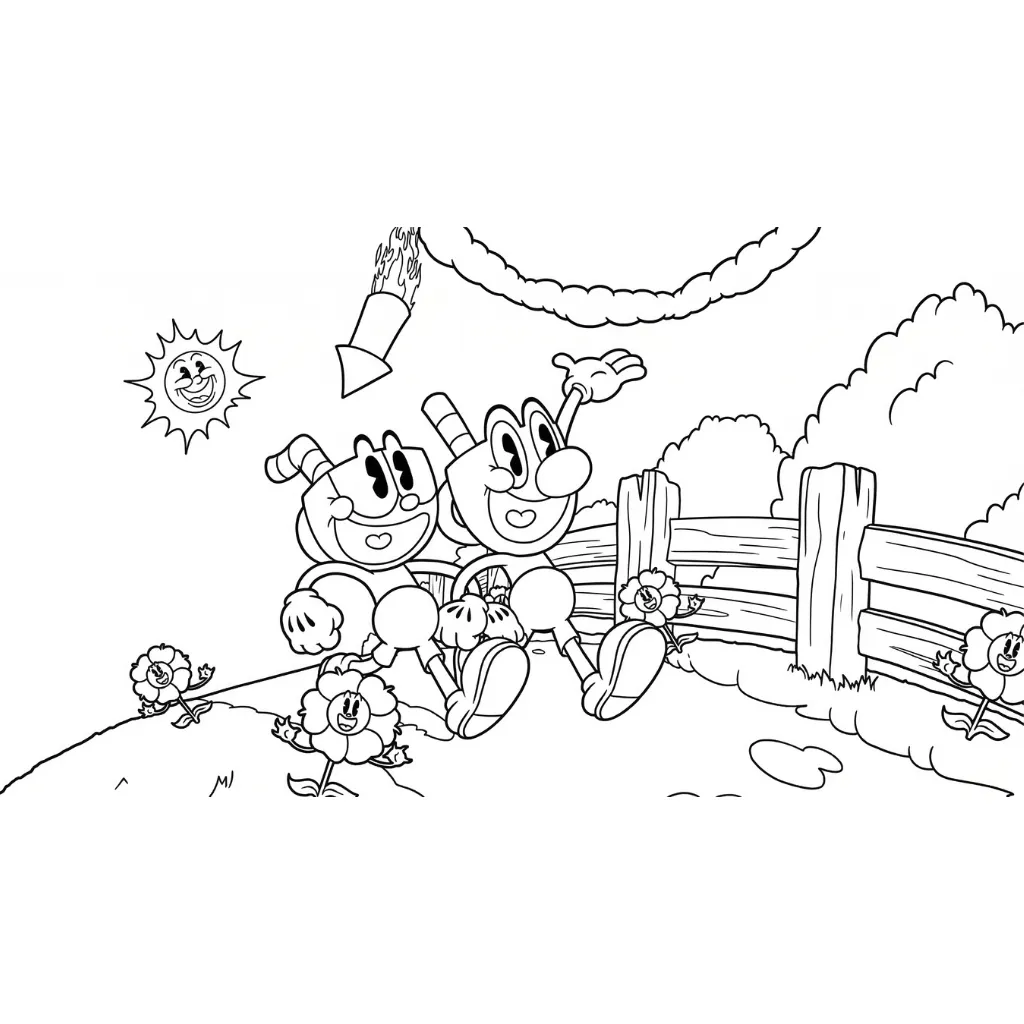 Cuphead 14 para colorear gratis para imprimir