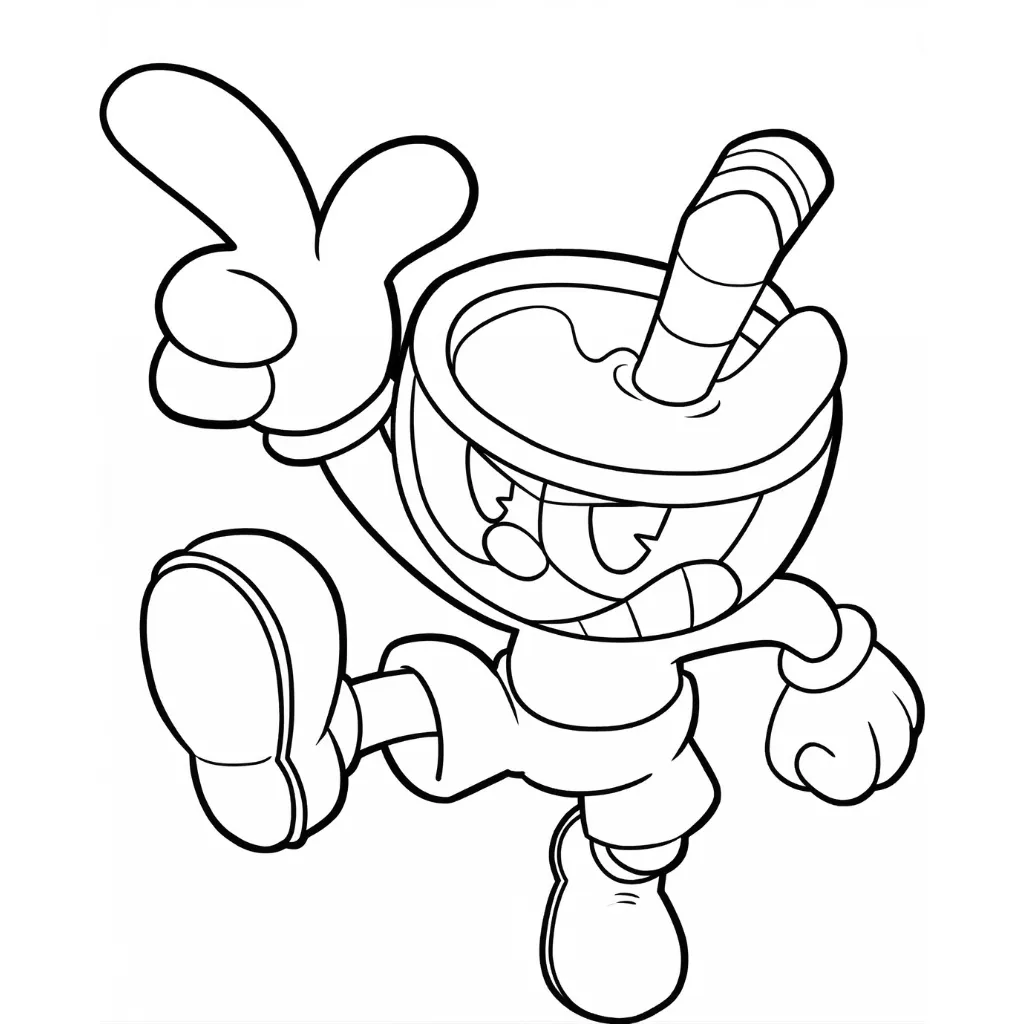 Cuphead 3 para colorear para niño de 3 años