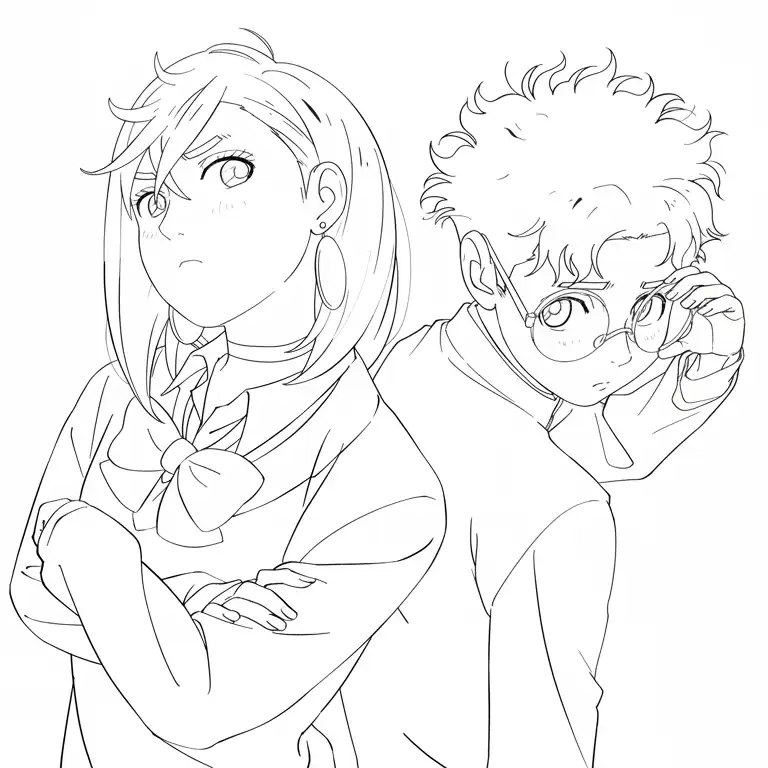 Dandadan para colorear para niño para imprimir gratis 1