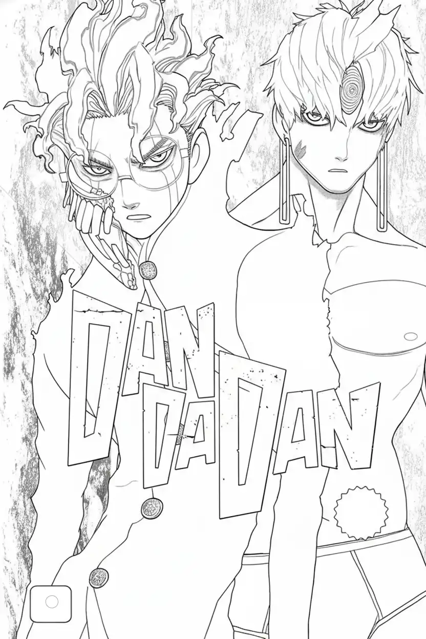 Dandadan para colorear para niños para imprimir