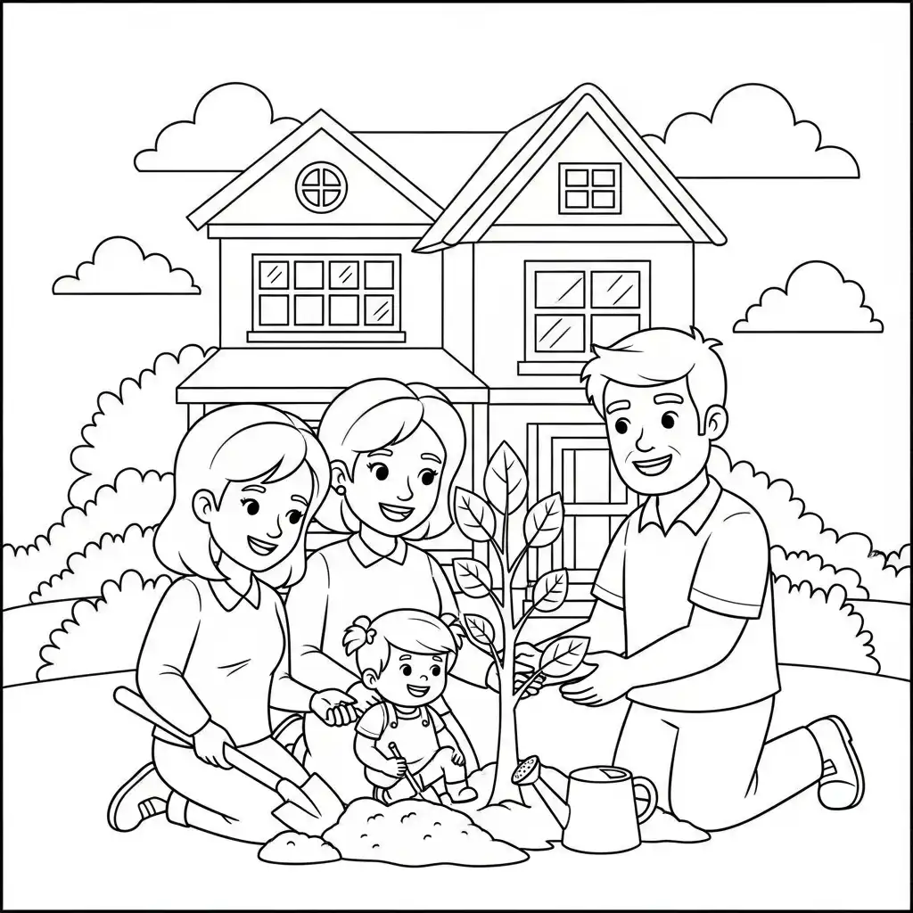 Dia De La Familia para colorear para niño de 2 años