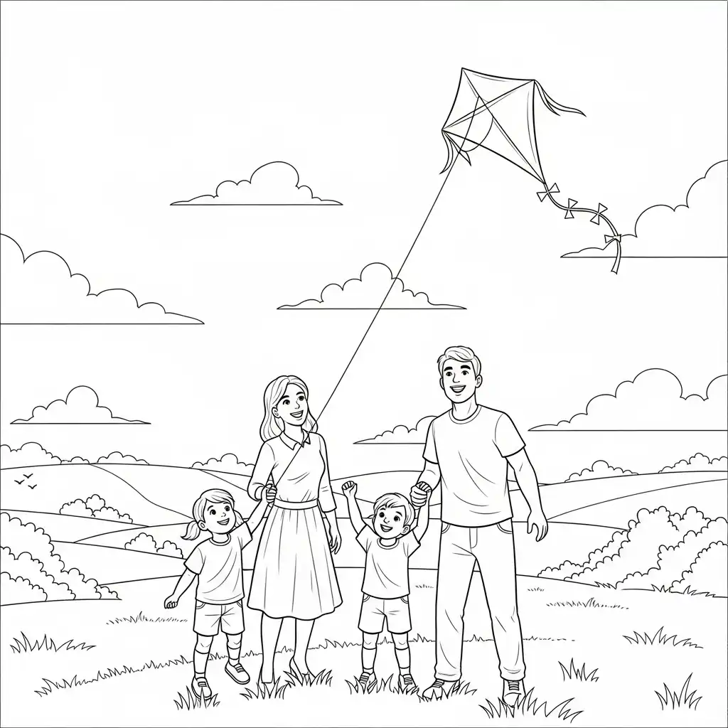 Dia De La Familia para colorear para niño de 4 años