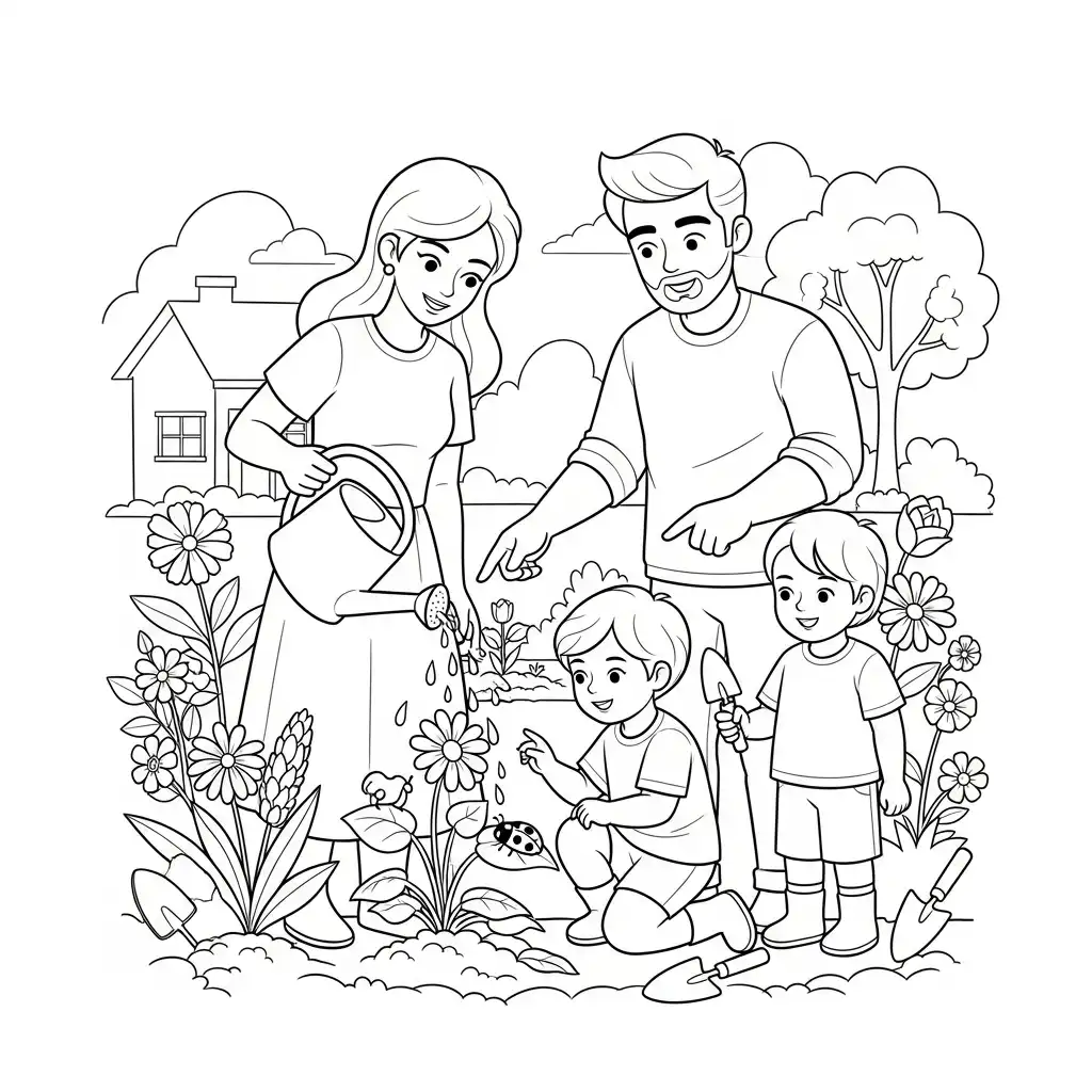 Dia De La Familia para colorear para niño para imprimir