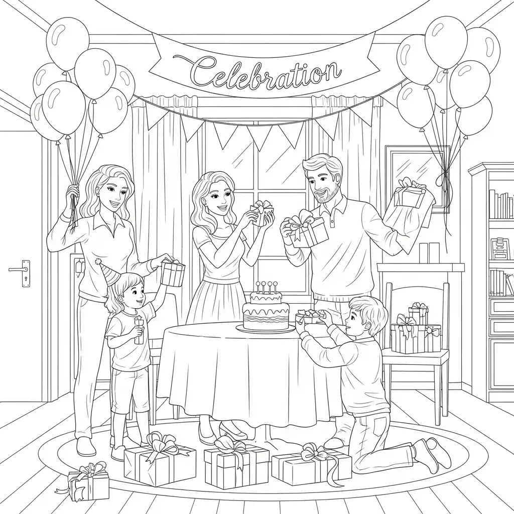 Dia De La Familia para dibujar e imprimir