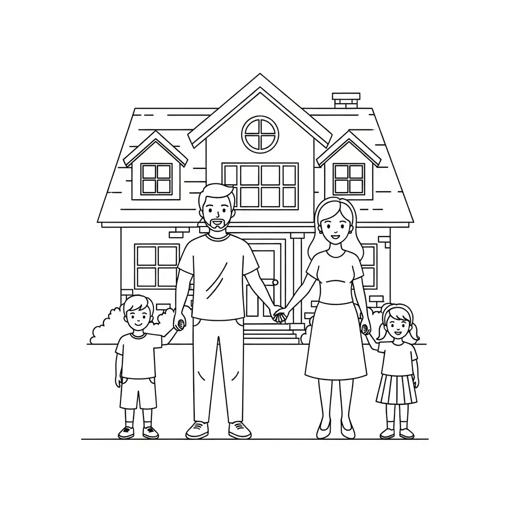 Dia De La Familia para colorear para imprimir gratis pdf