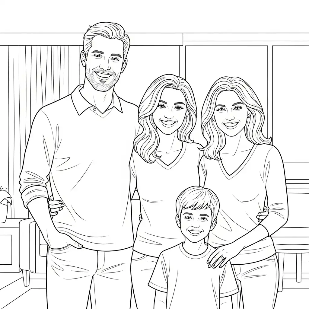 Dia De La Familia para colorear para imprimir para niños