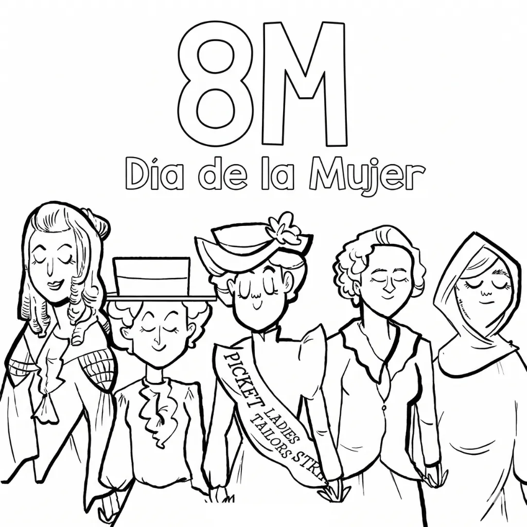 Dia De La Mujer 4 para colorear y recortar
