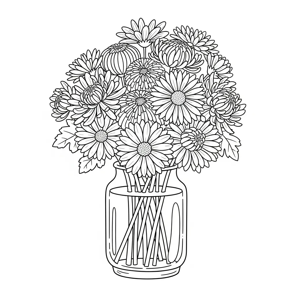 imagen de Flor De Margaritas 13 para colorear para niño