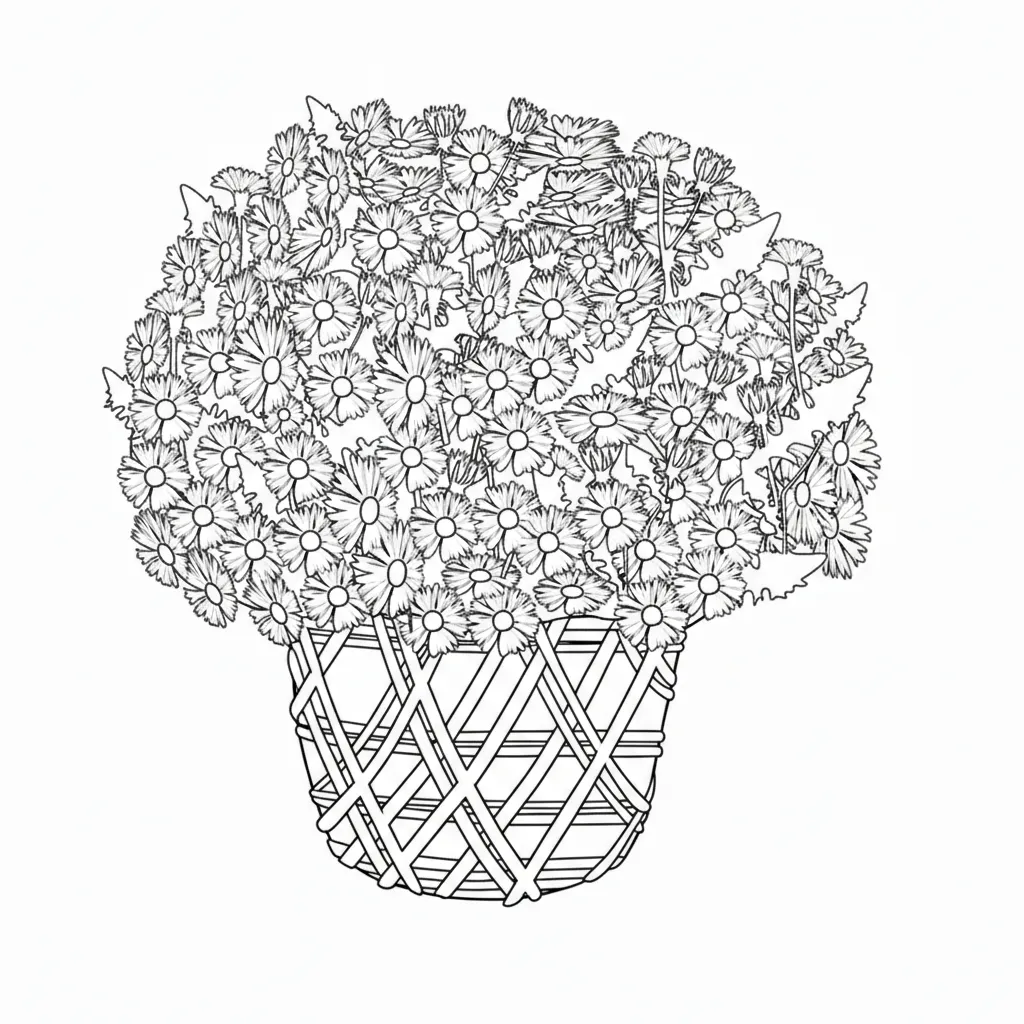 Flor De Margaritas 20 para colorear para niño para imprimir