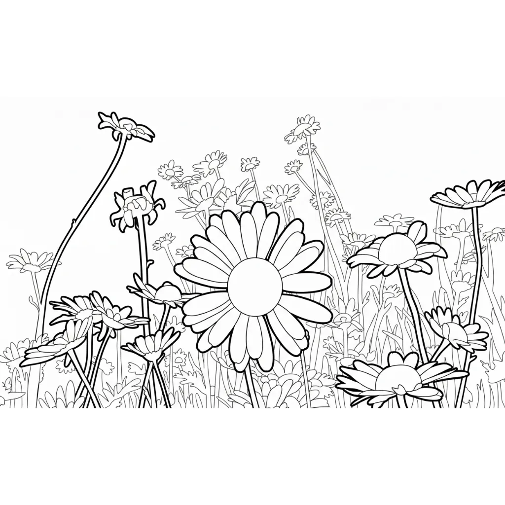 Flor De Margaritas 3 para colorear para niño de 8 años