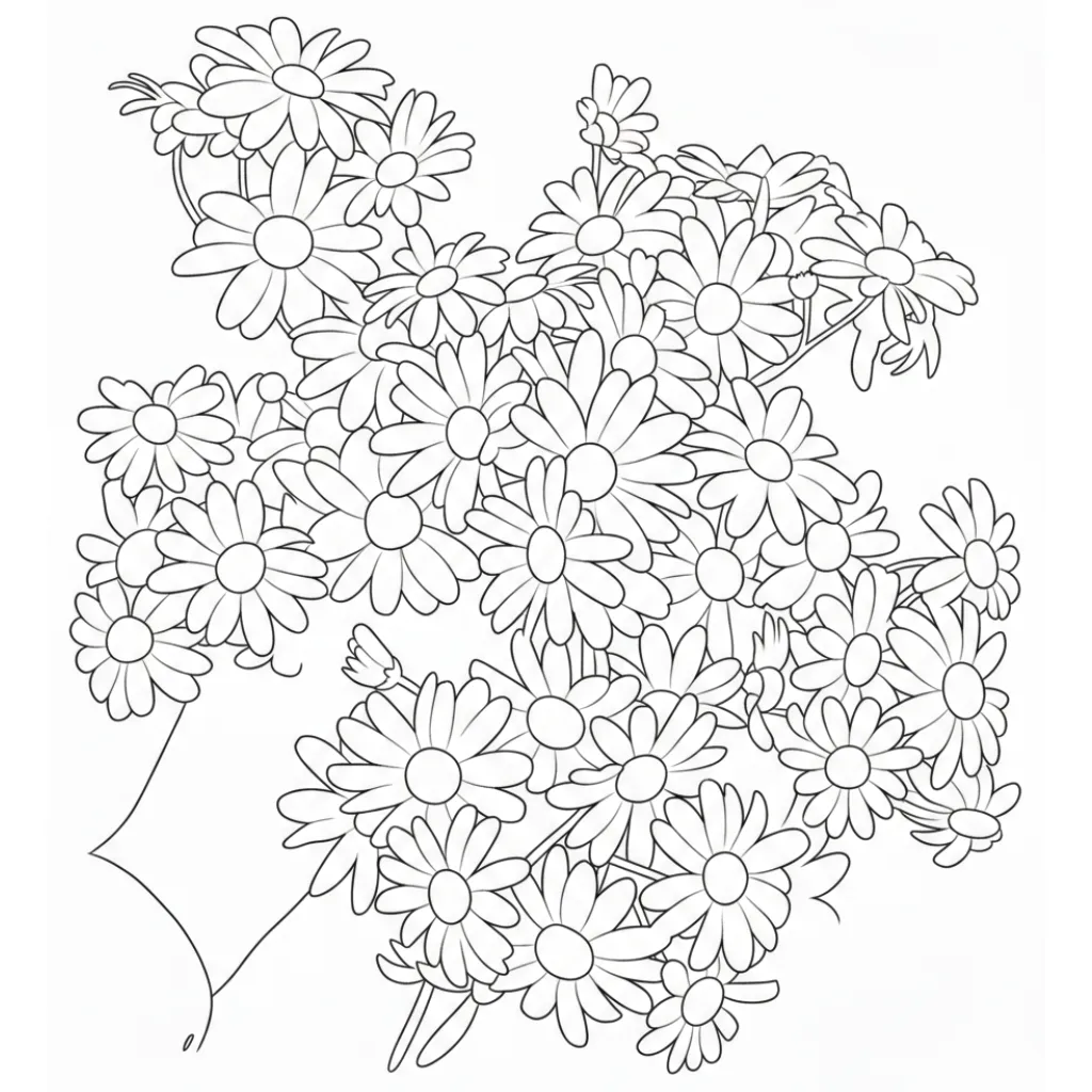 Flor De Margaritas 6 para colorear y aprendizaje