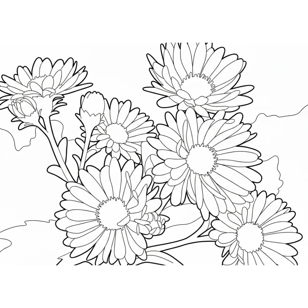 Flor De Margaritas 7 para colorear gratis para imprimir