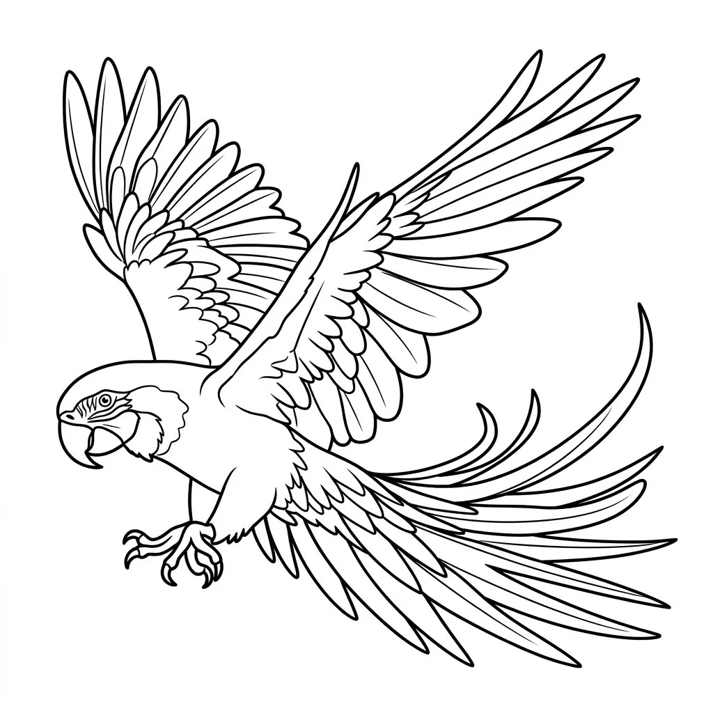 Guacamaya 1 para colorear educativo para niño