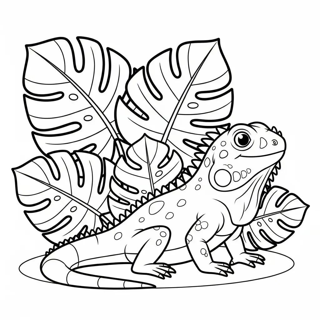Iguana 10 para colorear educativo para niño