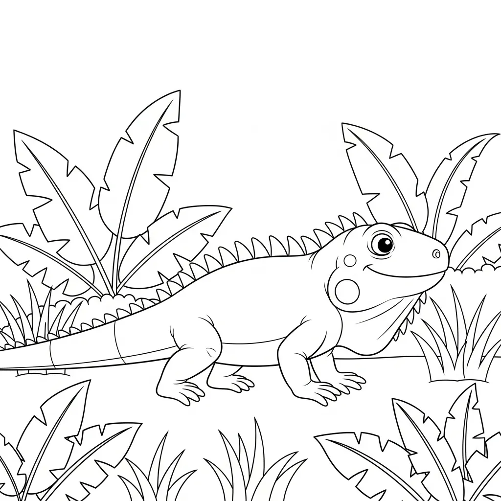 Iguana 11 para colorear para niño de 7 años