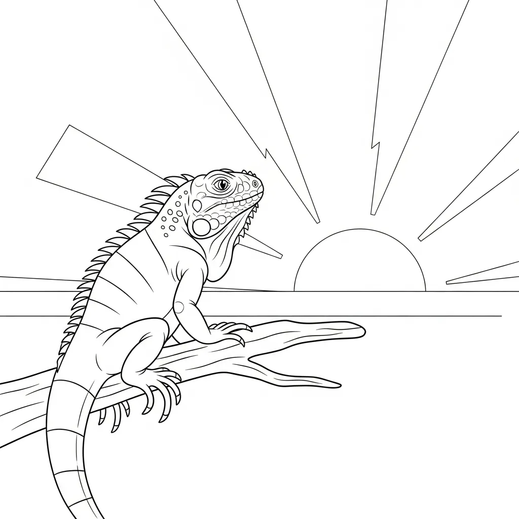 Iguana 16 para colorear para niño gratis