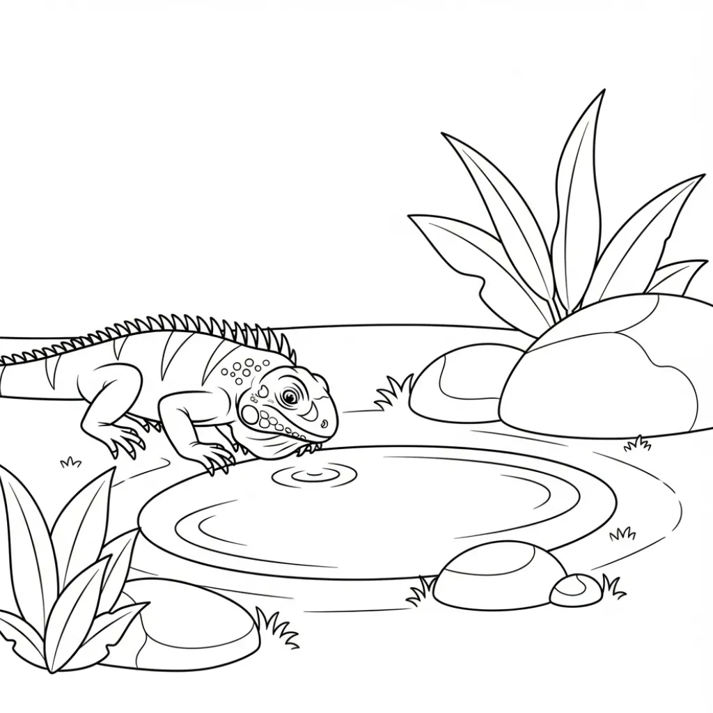 Iguana 21 de niño para colorear para imprimir