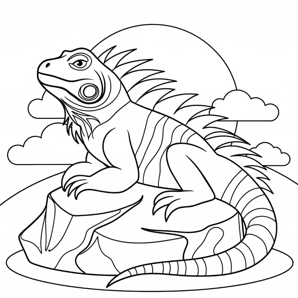 Iguana 4 para colorear para imprimir para niño de 6 años