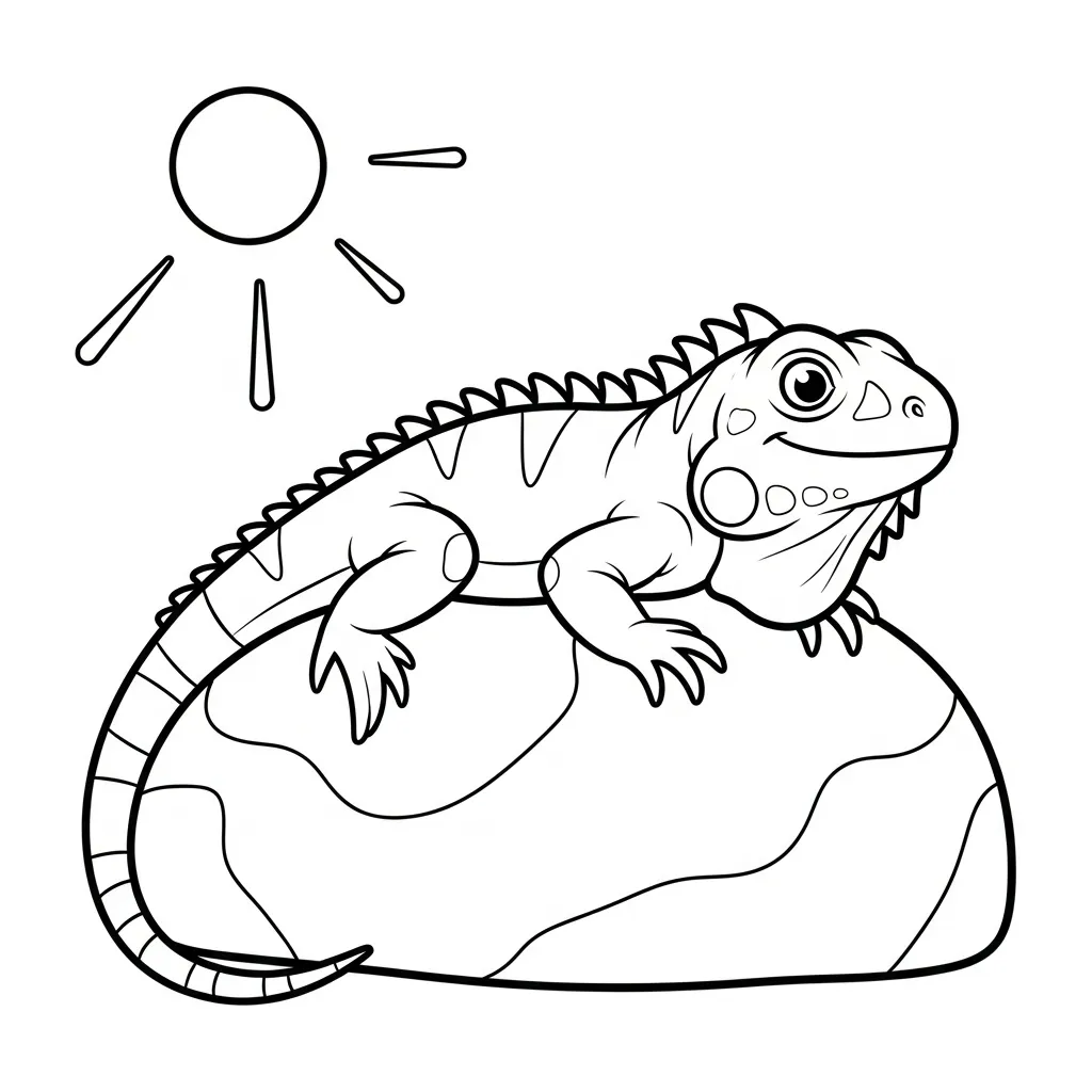 Iguana 5 para colorear para niño