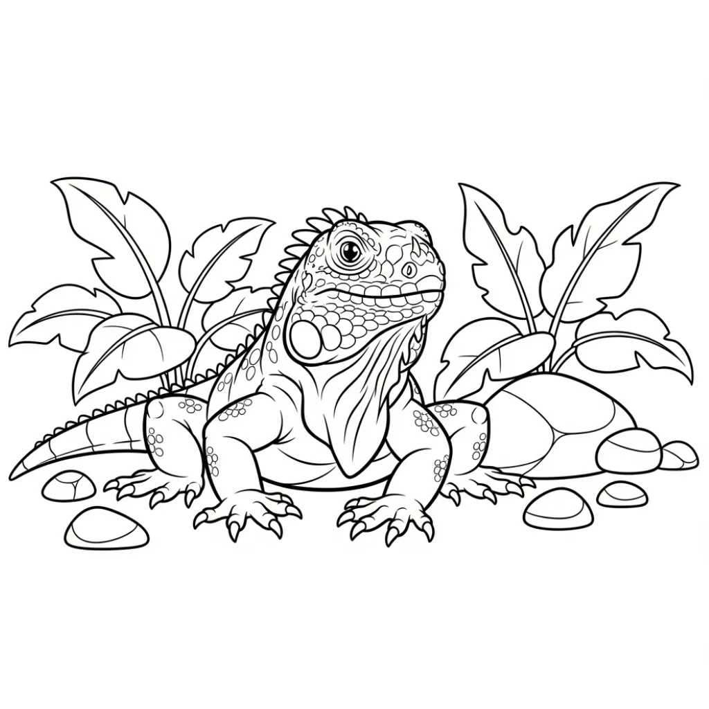 Iguana 6 para colorear para imprimir para niños