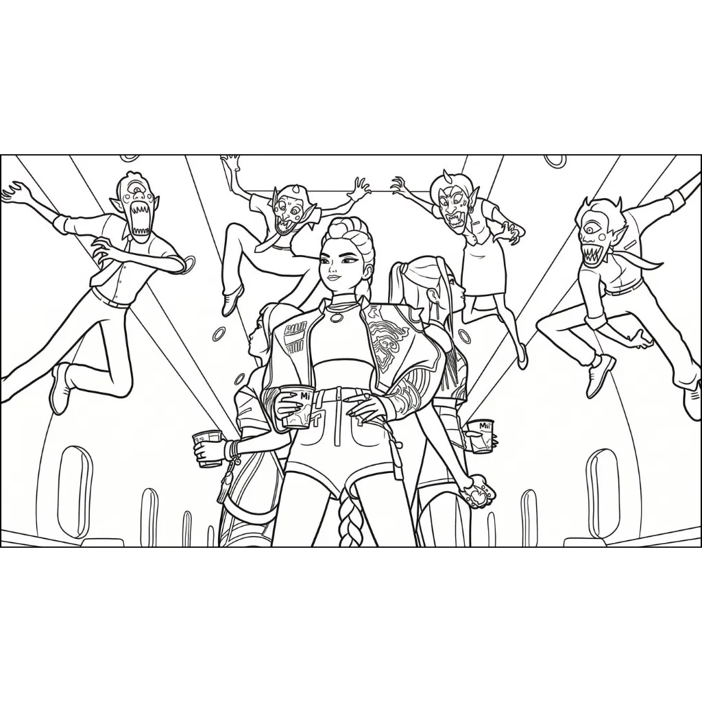 KPop Demon Hunters 9 para colorear y recortar