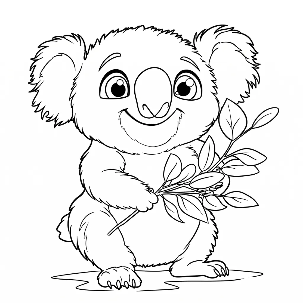 Koala 13 para colorear y recortar