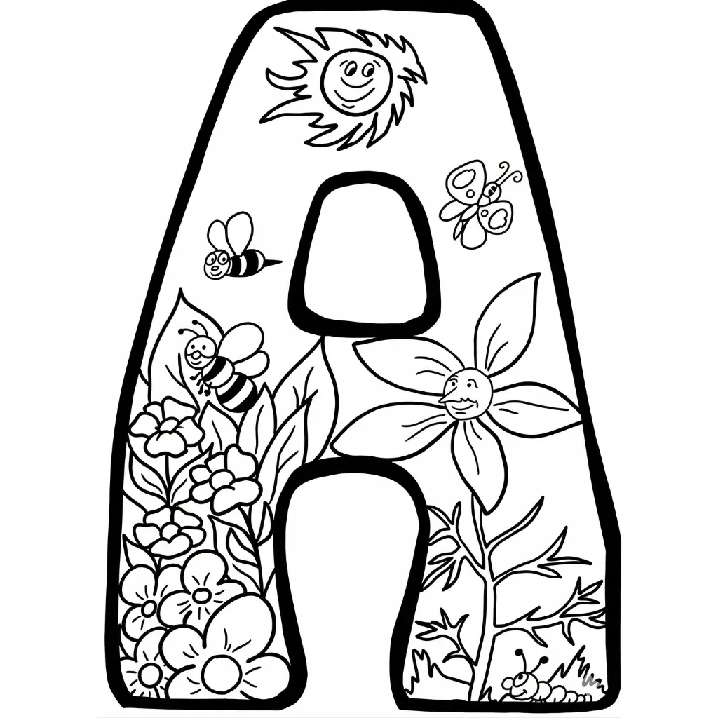 Letras Primavera 14 para colorear para niño de 6 años