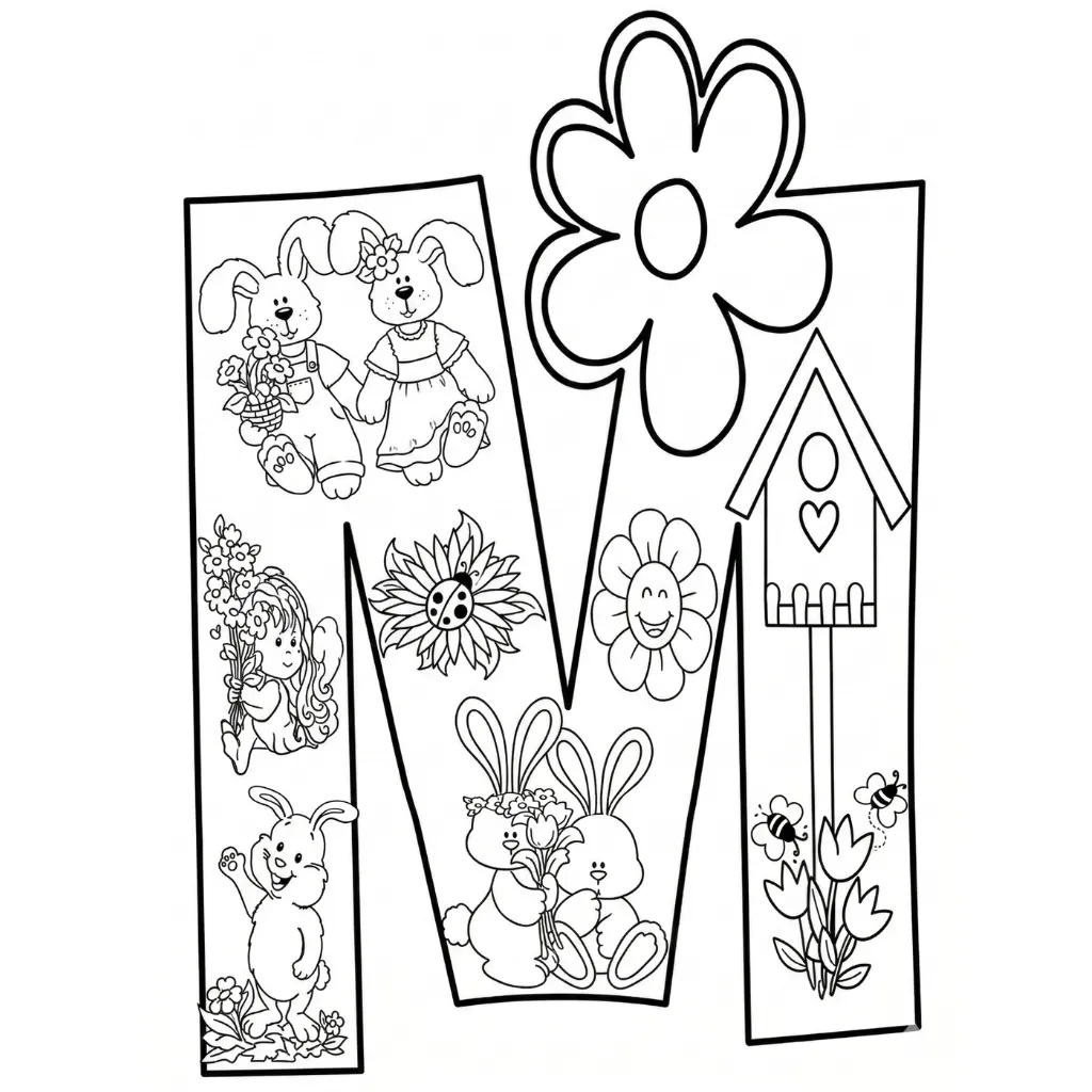 Letras Primavera 15 para colorear gratis para imprimir