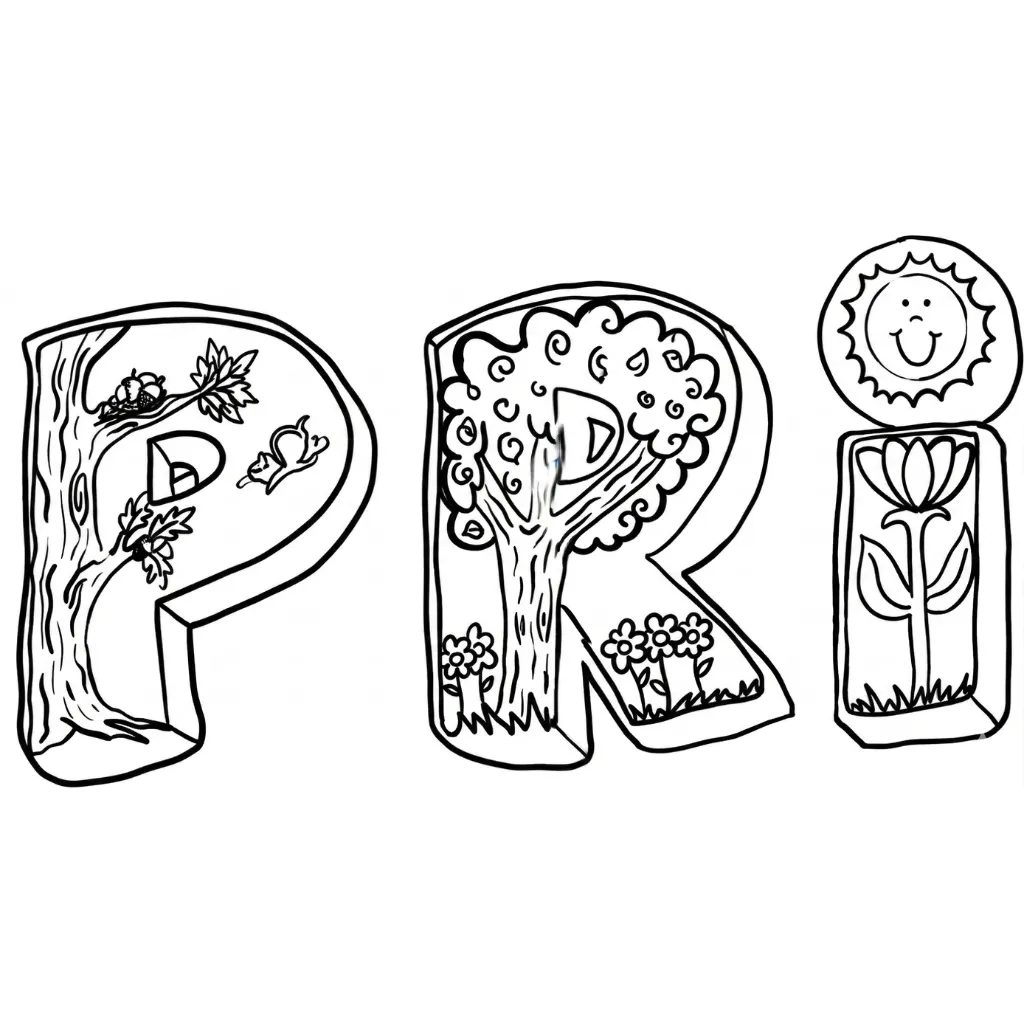 Letras Primavera 20 para colorear para imprimir pdf