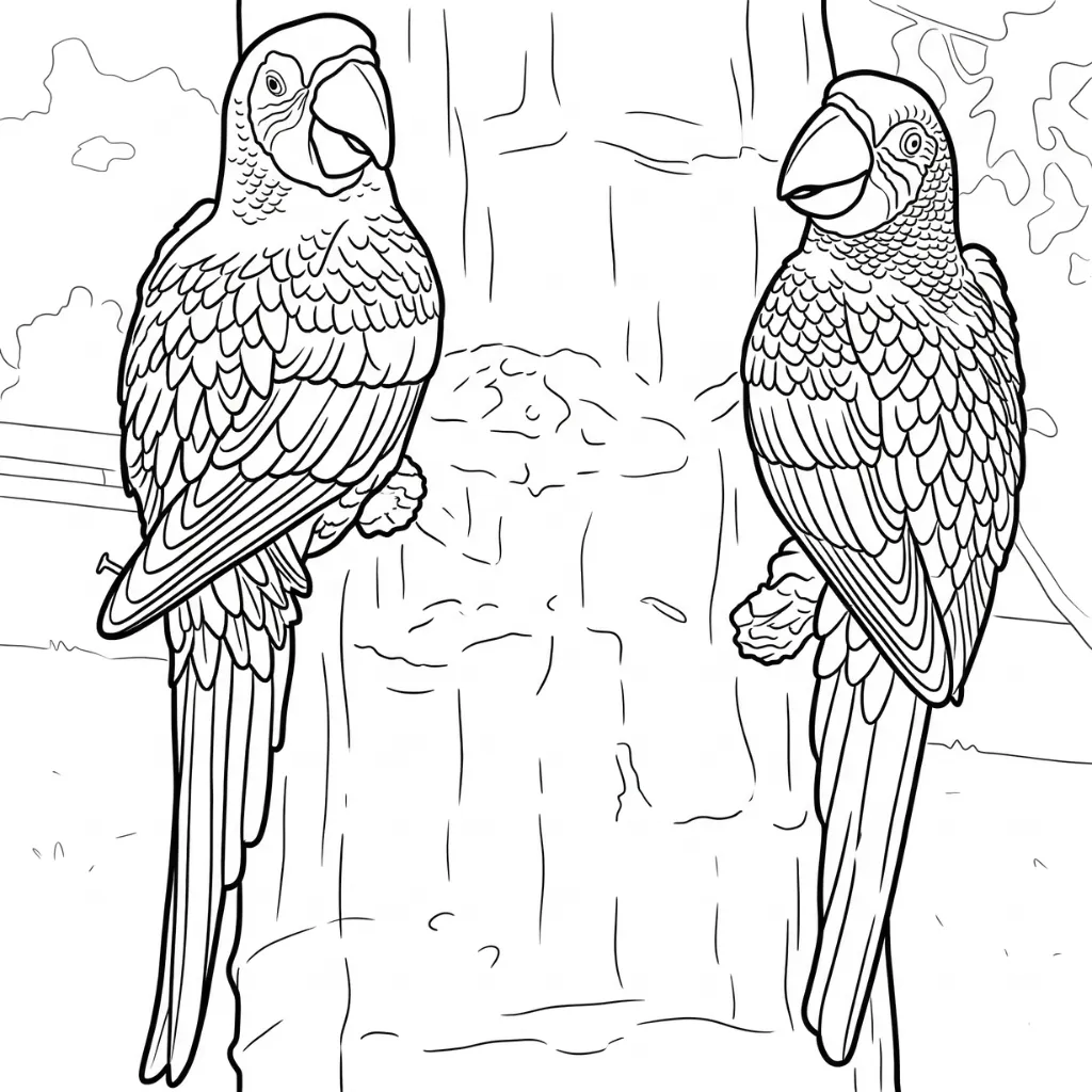 Loro 3 para colorear para imprimir para niño de 4 años