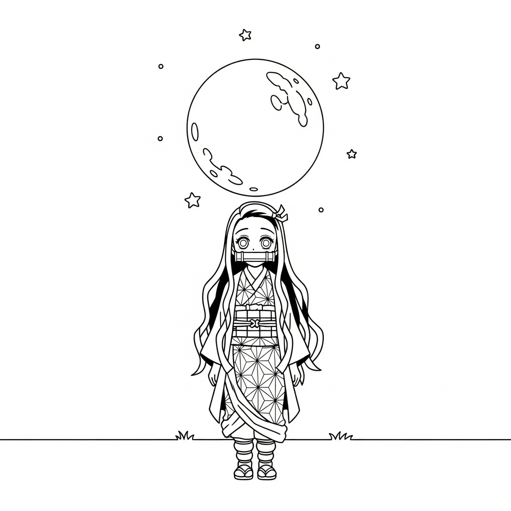 Nezuko 14 para colorear para niño de 8 años