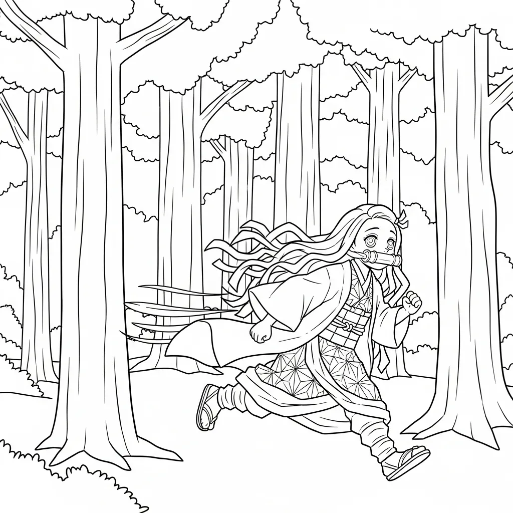 Nezuko 16 para colorear para niño de 8 años