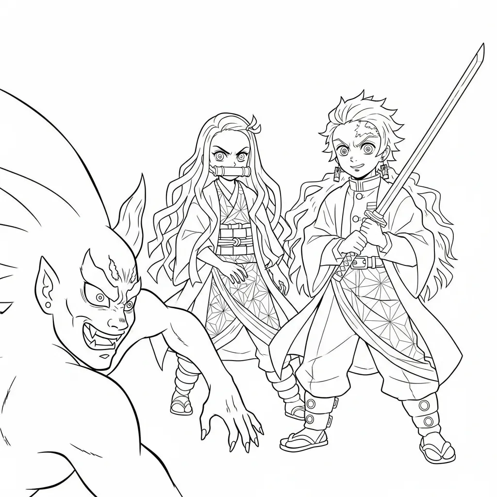 Nezuko 17 para colorear para niño para imprimir