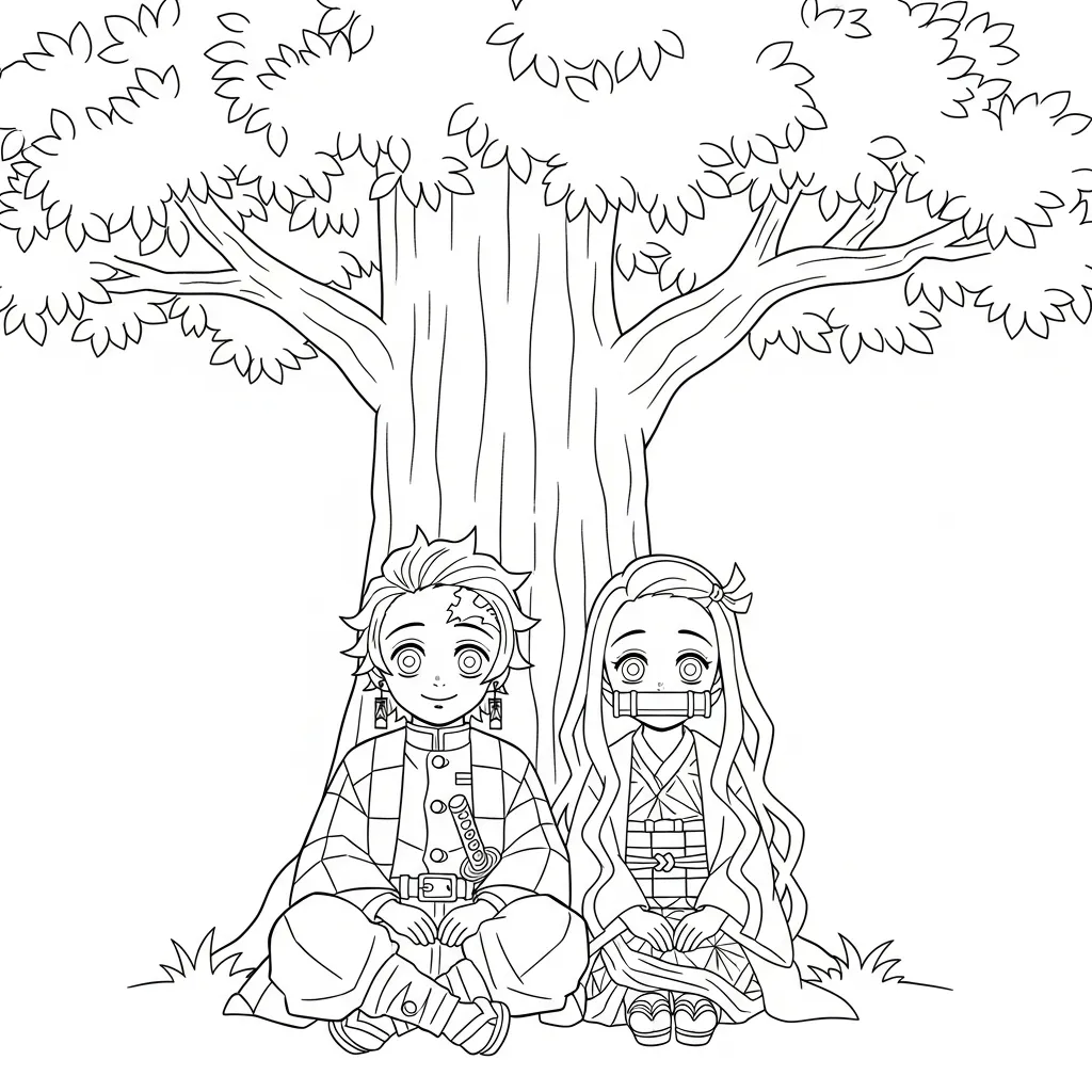 Nezuko 2 para colorear para niños para imprimir gratis