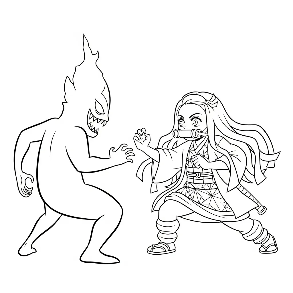 Nezuko 20 para colorear para bebé para imprimir