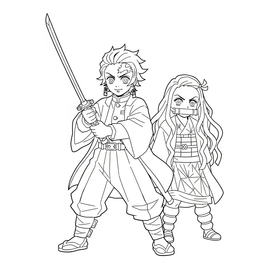 Nezuko 4 para colorear para niño gratis