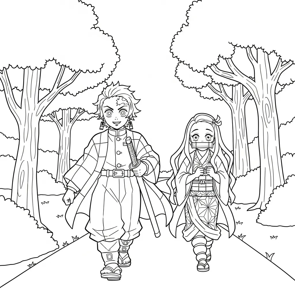 Nezuko 5 para colorear y recortar para imprimir gratis