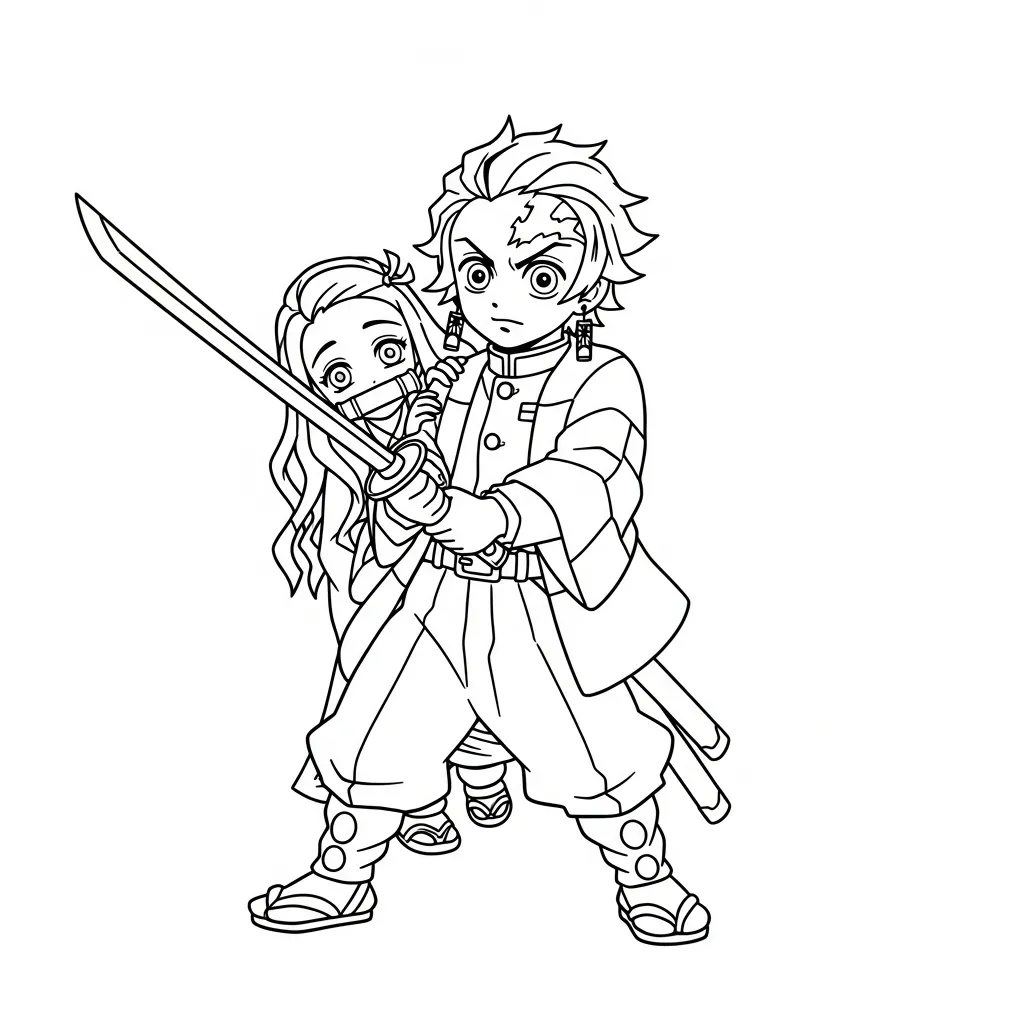 Nezuko 6 para colorear para niño de 8 años