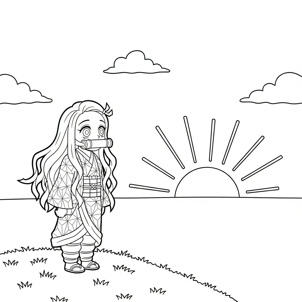 imagen para colorear Nezuko 8 niño