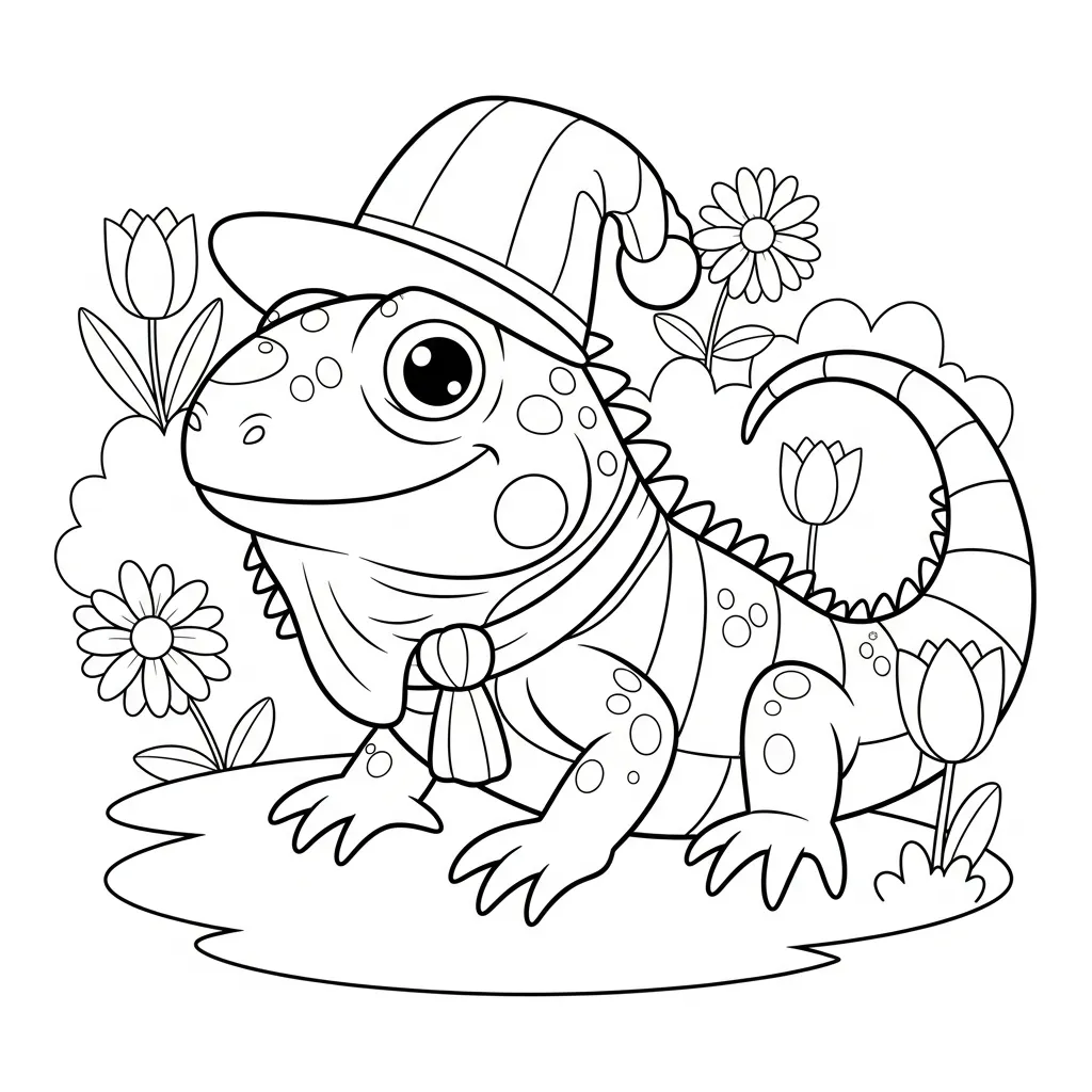 Iguana 15 para colorear para niño para imprimir