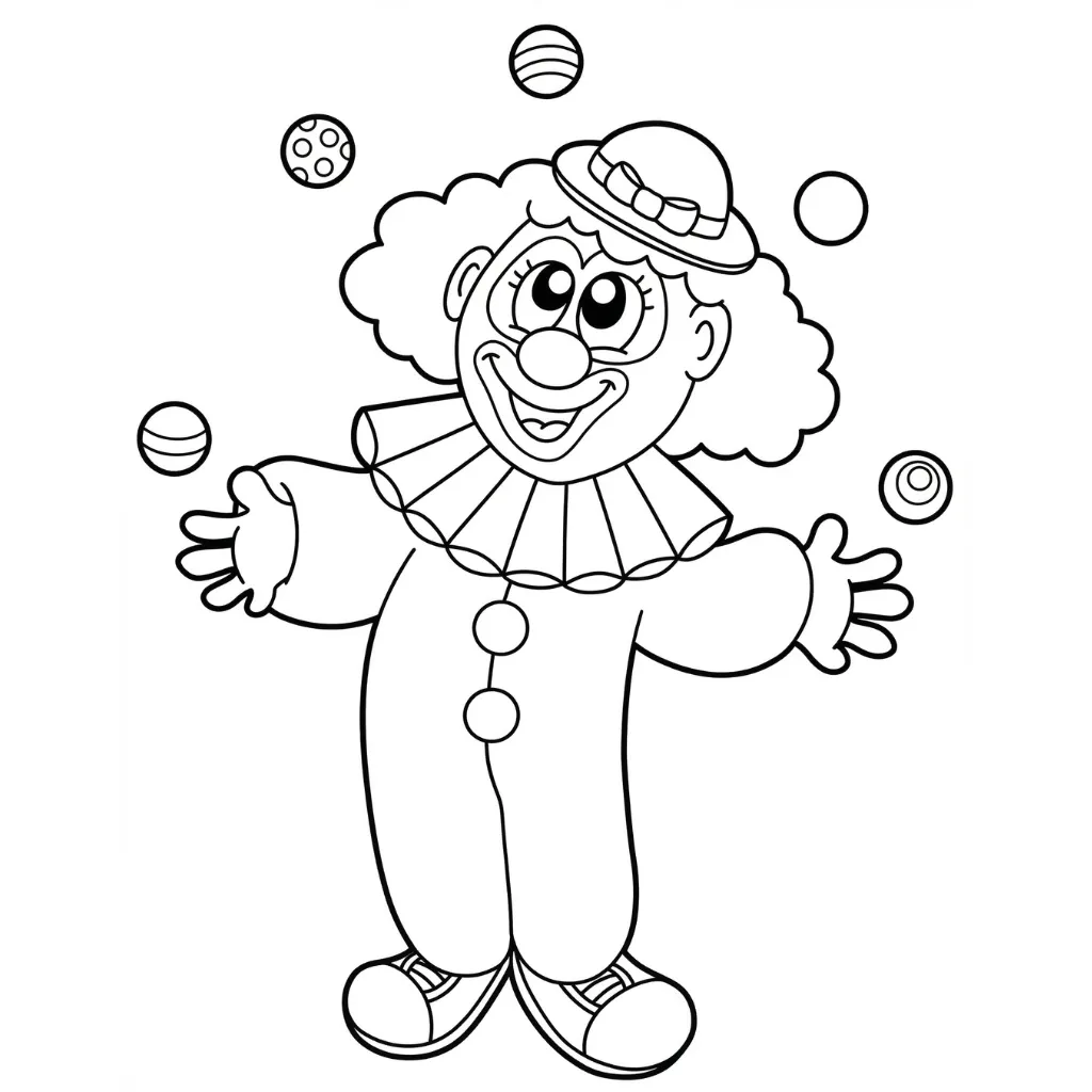 Payaso 6 para colorear para imprimir para niño de 4 años