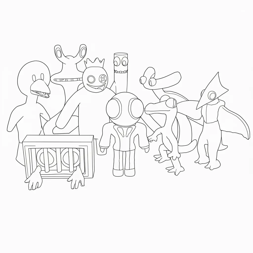 Rainbow Friends 2 para colorear de para niños