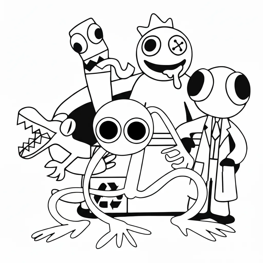 Rainbow Friends 20 para colorear para niño de 4 años