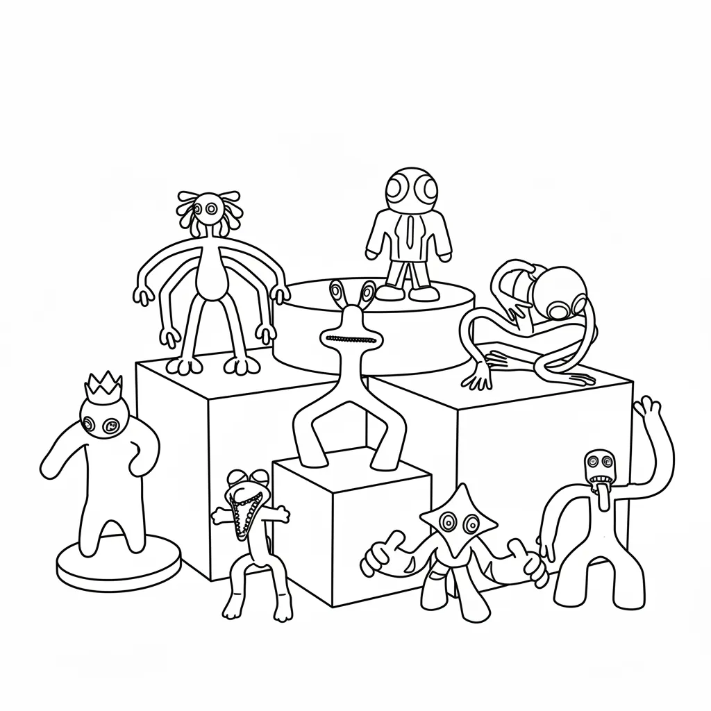 Rainbow Friends 3 para colorear para niño de 6 años